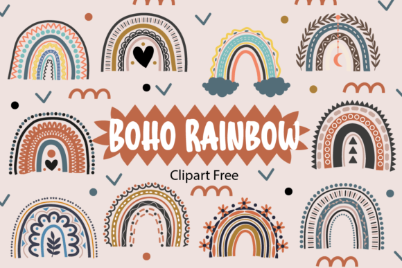 Boho Rainbow Clipart Free - Download Now