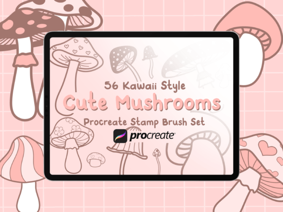 Doodle Mushroom Procreate Stamp Brushes - Download Now