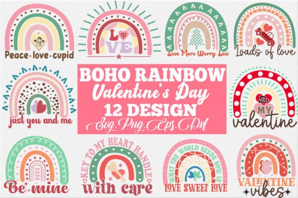 Download Boho Rainbow Valentine's Day SVG Bundle - Svg bundle Collection