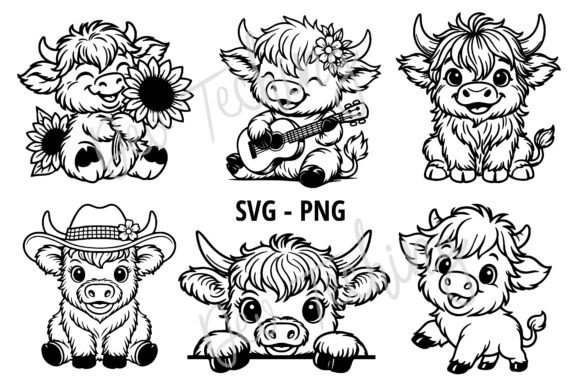 Highland Cow Svg Bundle, Cute Cow Svg - Download Now