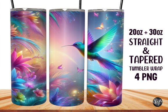 3D Hummingbird Tumbler Sublimation Wrap - Download Now