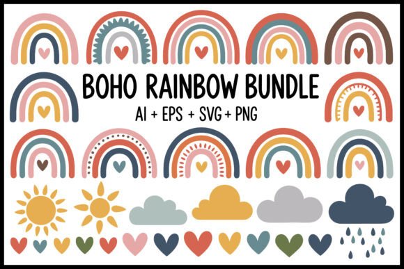 Boho Rainbow Clipart Bundle - Download Now