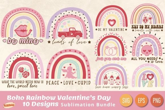 Boho Rainbow Valentine's Day Bundle - Download Now
