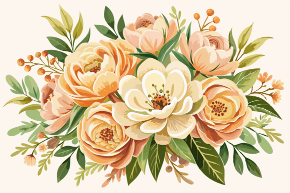 Beige Watercolor Flower Bouquet Clipart - Download Now