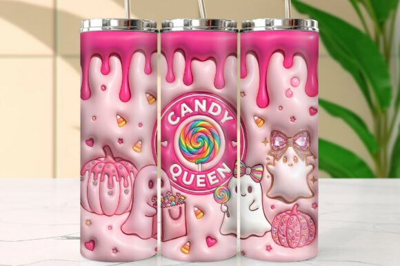 3D Puffy Pink Halloween Tumbler Wrap - Download Now