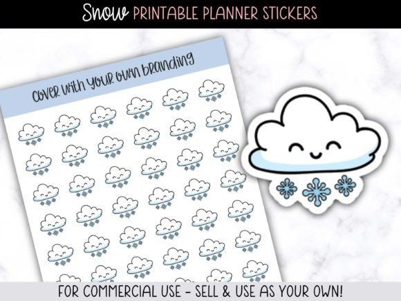 Snow Icon Printable Planner Stickers - Download Now