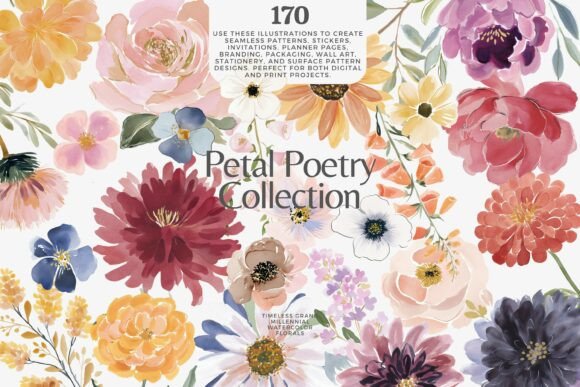 Romantic Watercolor Floral Clipart Bundl - Download Now