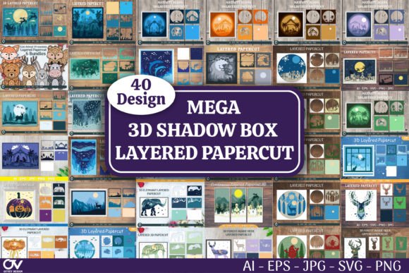 Mega Bundle 3D Shadow Box Svg - Download Now