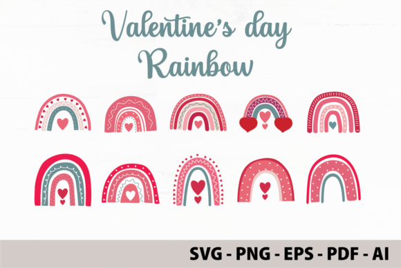 Boho Rainbow Valentine's Day SVG Bundle - Download Now
