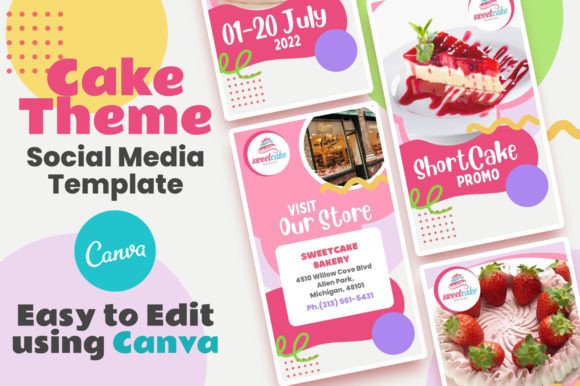 Canva Social Media Template - Cake Theme - Download Now