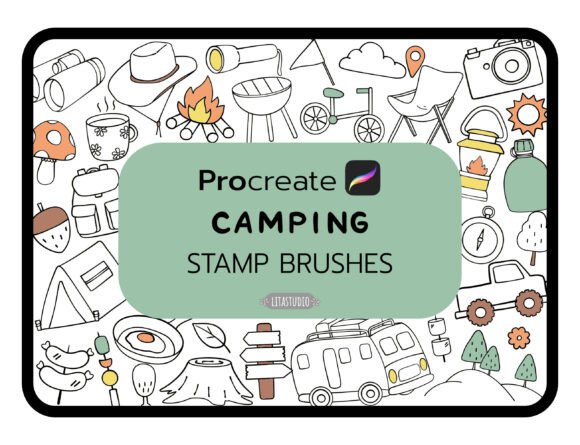 37 Cute Camping Procreate Stamp Brushes - Download Now
