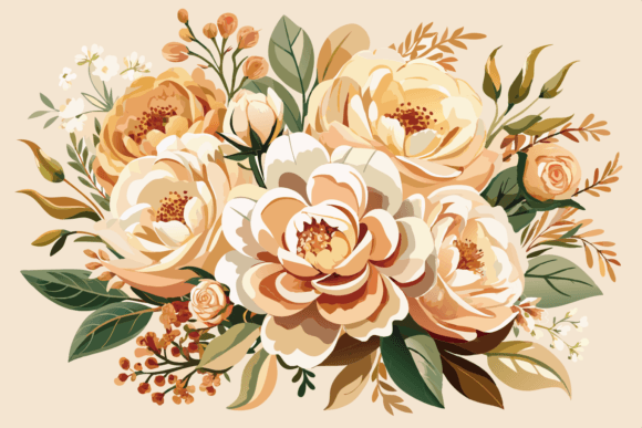 Beige Watercolor Flower Bouquet Clipart - Download Now