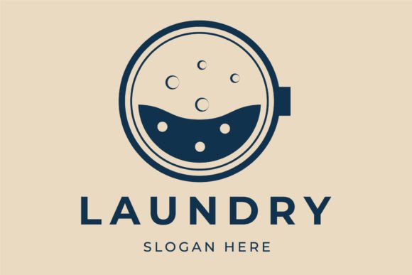 Laundry Line Art Logo Minimalist Vector - Download Now